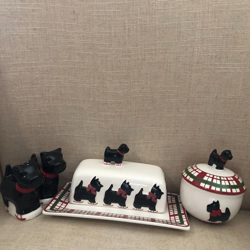 Global Design Connections Schnauzer Salt/Pepper Shakers Butter/Sugar Container